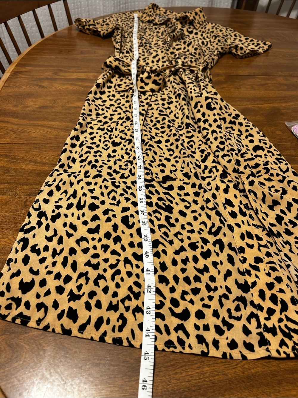 Leopard Print Women’s Small Button Front Tie-Waist Maxi Shirt Dress - Picture 10 of 10